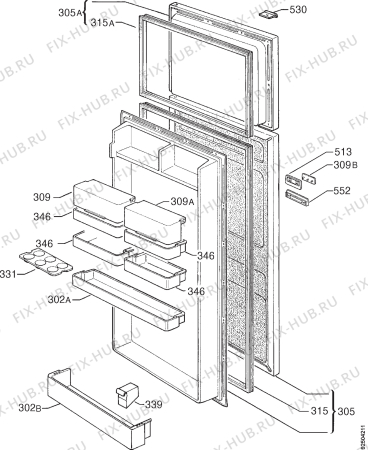 Взрыв-схема холодильника Rex FI230SR - Схема узла Door 003